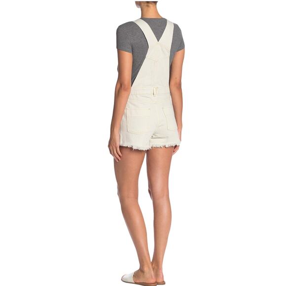 FREE PEOPLE Sunkissed Denim Short Overalls Front Zipper Pockets Off White 6 NWOT - Picture 9 of 9